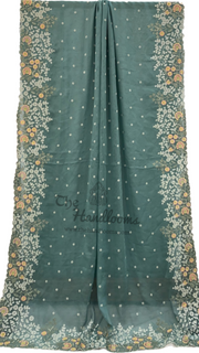 Pure Georgette Chikankari Handloom Banarasi Saree - The Handlooms