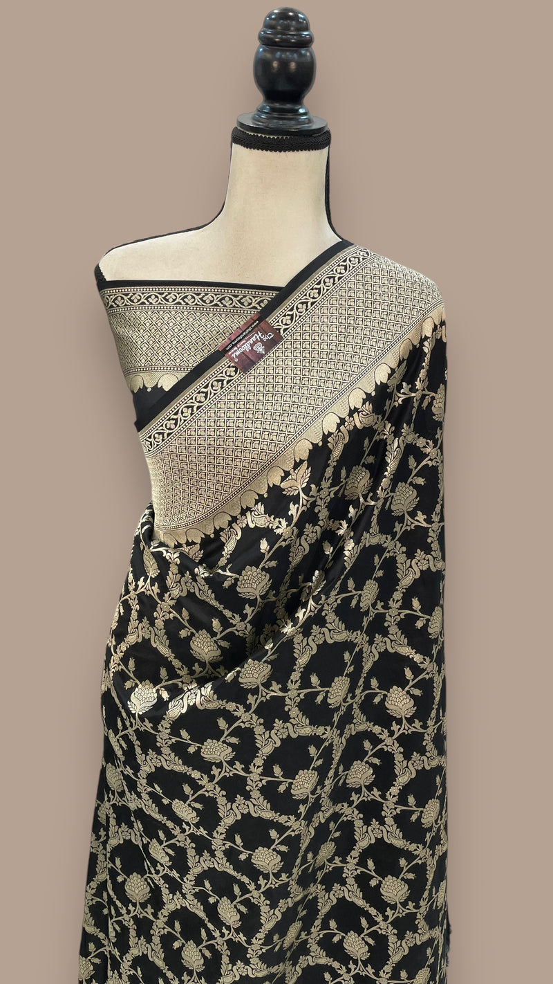 Pure Katan Silk Banarasi Handloom Saree - All Over Jaal Work - The Handlooms