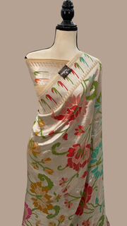 Pure Tussar Georgette Brocade Handloom Banarasi Saree - The Handlooms