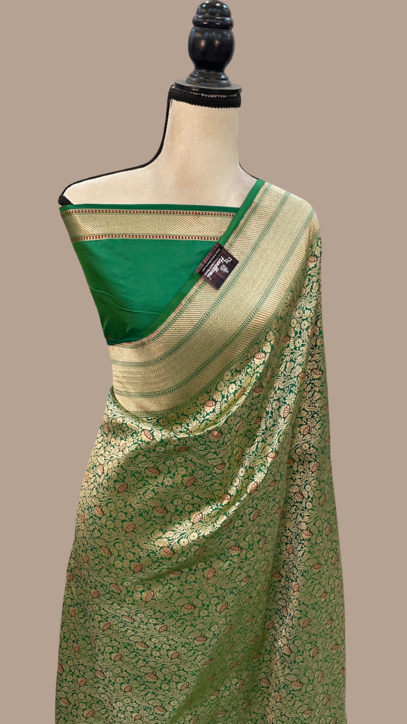 Pure Katan Silk Banarasi Handloom Saree - Tanchui Brocade - The Handlooms