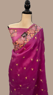 Pure Organza Chikankari Handloom Banarasi Saree - The Handlooms