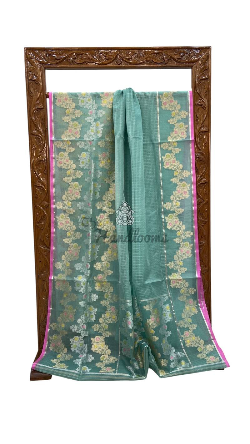 Pure Kora Silk Handloom Banarasi Saree - All Over Kadua Motifs
