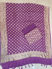 Pure Khaddi Georgette Banarasi Dress material - The Handlooms