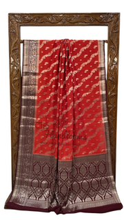 Red Pure Chiniya Silk Handloom Banarasi Saree - The Handlooms