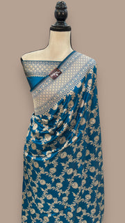 Pure Katan Silk Banarasi Handloom Saree - All over Jaal work - The Handlooms