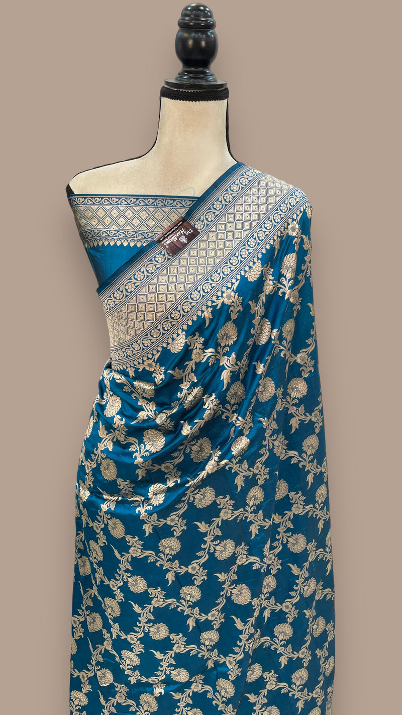 Pure Katan Silk Banarasi Handloom Saree - All over Jaal work - The Handlooms