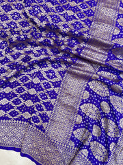 Pure Georgette Banarasi Bandhej Handloom Dupatta - The Handlooms