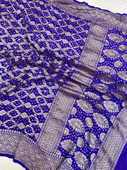 Pure Georgette Banarasi Bandhej Handloom Dupatta - The Handlooms