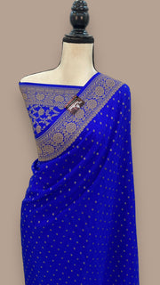 Pure Khaddi Crepe Georgette Banarasi Saree -  Antique zari - The Handlooms