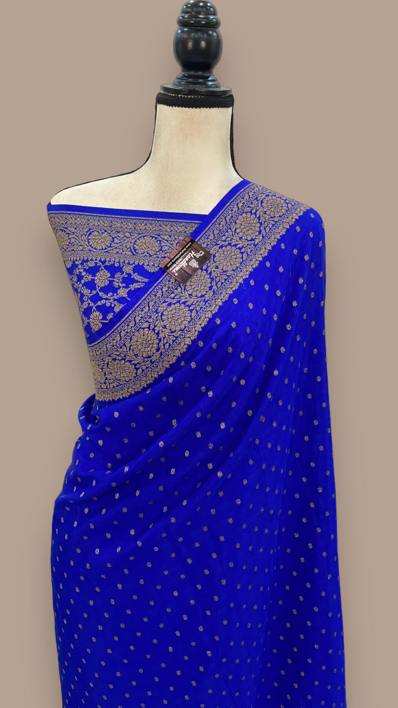 Pure Khaddi Crepe Georgette Banarasi Saree -  Antique zari - The Handlooms