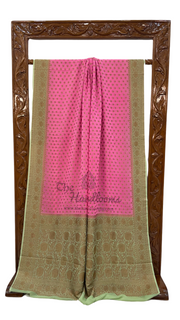 Khaddi Georgette Handloom Banarasi Saree -  Antique zari - The Handlooms