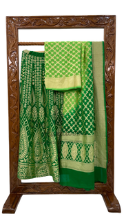 Pure Khaddi Georgette Handloom Banarasi Lehenga - Stitched - The Handlooms