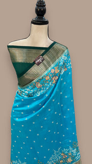 Pure Chiniya Silk Handloom Banarasi Saree with Chikankari - The Handlooms