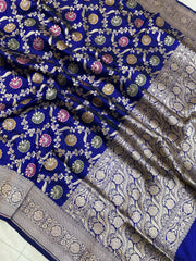 Pure Katan Silk Banarasi Handloom Saree - All over Jaal work with meenakari - The Handlooms