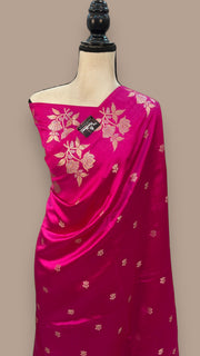 Hot Pink Pure Mango Silk Banarasi Handloom Saree - The Handlooms