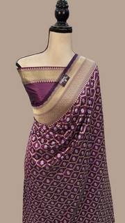 Pure Katan Silk Banarasi Handloom Saree - All over Sona Roopa Jaal work - The Handlooms