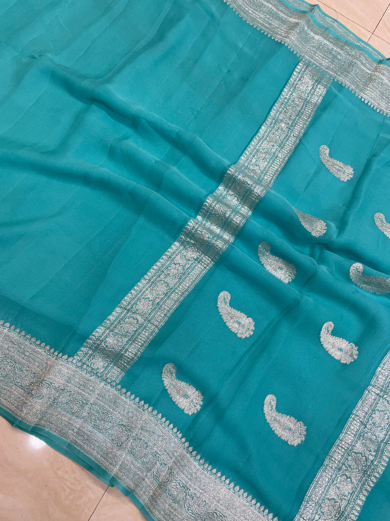 Pure Georgette Banarasi Handloom Saree - The Handlooms