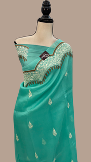 Pure Organza Chikankari Handloom Banarasi Saree - The Handlooms