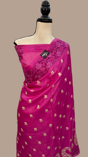 Tussar Silk Handloom Banarasi Saree With Chikankari - The Handlooms