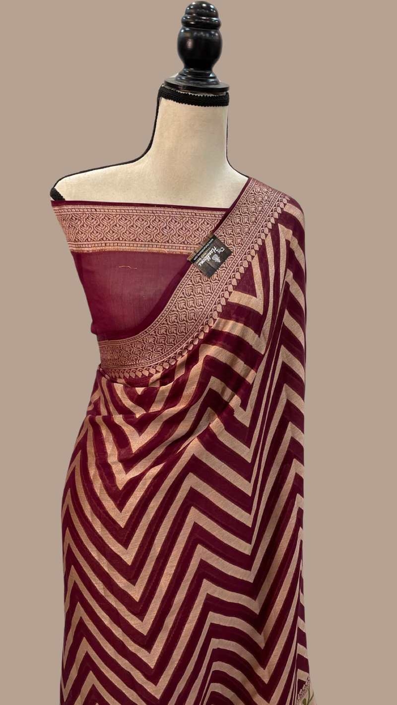 Pure Chiffon Khaddi Banarasi Saree - The Handlooms