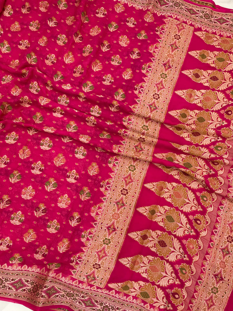 Pure Chiffon Khaddi Banarasi Saree - The Handlooms