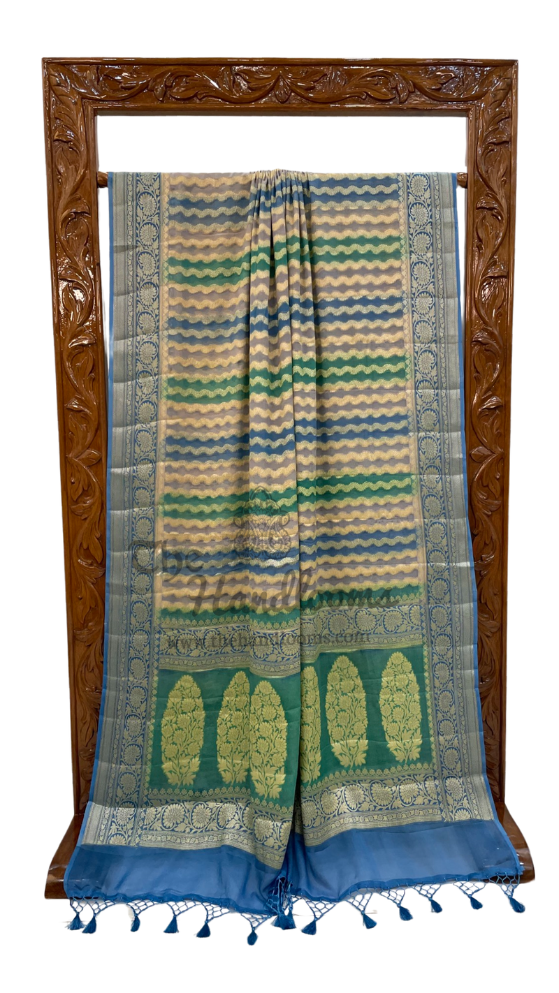 Rangkat Pure Chiffon Khaddi Banarasi Saree - The Handlooms