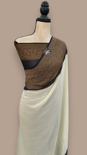 Khaddi Georgette Handloom Banarasi Saree -  Antique zari - The Handlooms