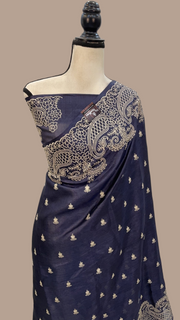Tussar Silk Handloom Banarasi Saree With Chikankari - The Handlooms