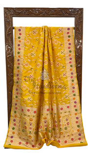 Pure Katan Silk Banarasi Handloom Saree - All over Jaal work with Meenakari - The Handlooms