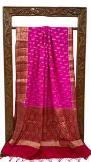 Pure Dupion Silk Banarasi Saree - Gold Zari - The Handlooms