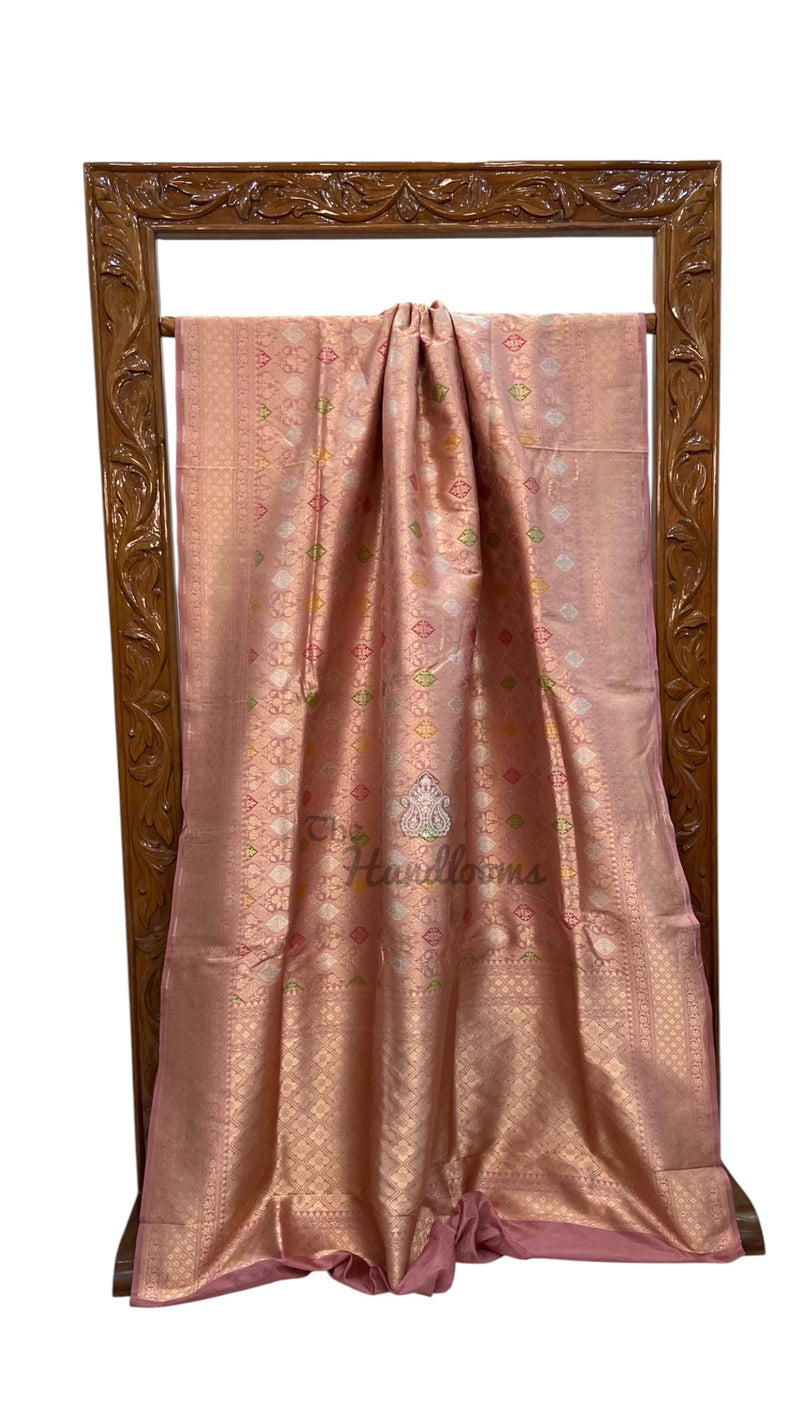 Regal Pure Katan Silk Banarasi Saree – Handwoven Tanchui Brocade With Meenakari