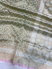 Pure Tissue Reshmi Zari Banarasi Brocade Handloom Saree - The Handlooms