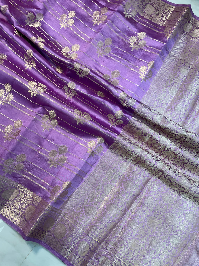 Pure Dupion Silk Banarasi Saree - Gold Zari - The Handlooms