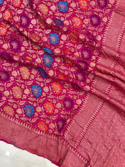Pure Georgette Banarasi Bandhej Handloom Saree - with meenakari work - The Handlooms