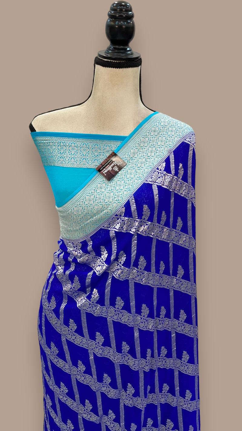 Pure Khaddi Georgette Handloom Banarasi Saree - The Handlooms