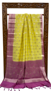Pure Dupion Silk Banarasi Saree - Gold Zari - The Handlooms