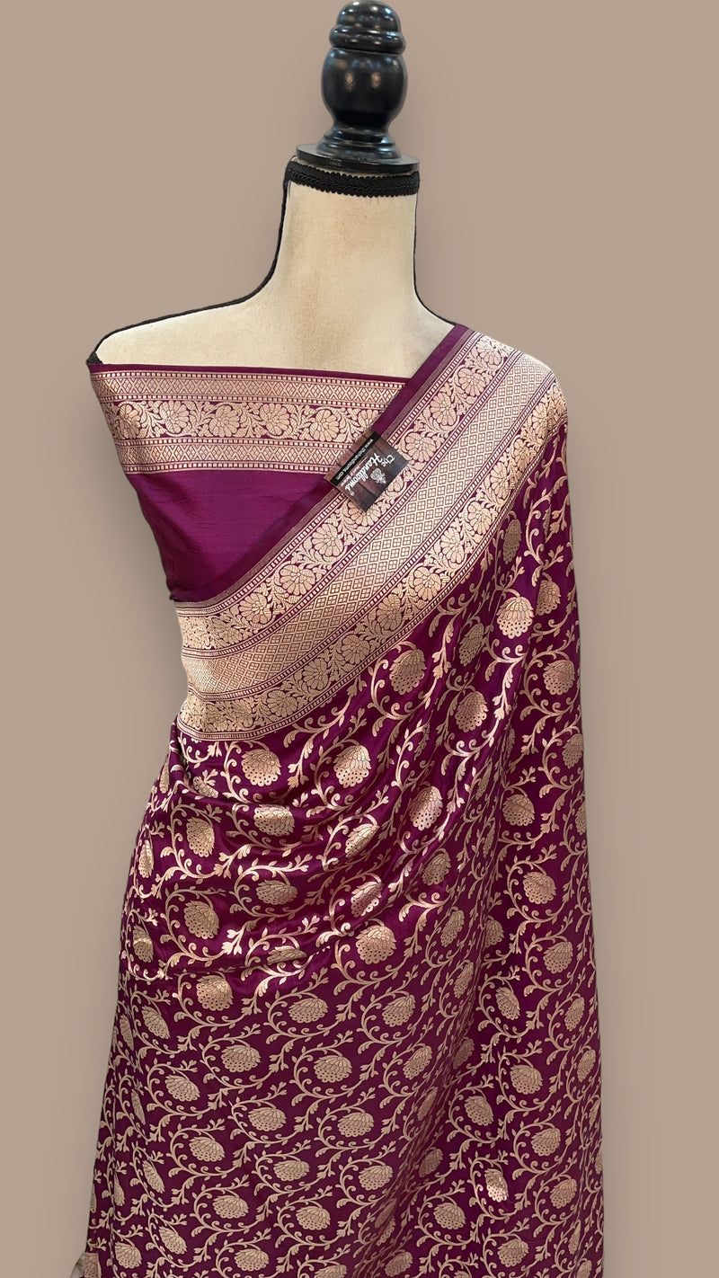 Pure Katan Silk Banarasi Handloom Saree - All over Jaal work - The Handlooms