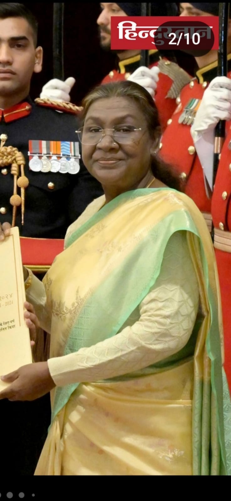 Honourable President Smt. Droupadi Murmu in our  Pure Mango Silk Banarasi Handloom Saree - The Handlooms