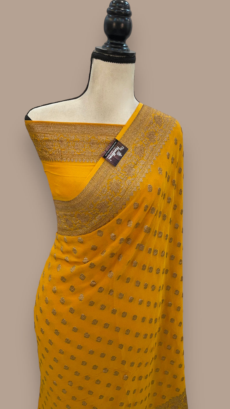 Khaddi Georgette Banarasi Saree -  Antique zari - The Handlooms