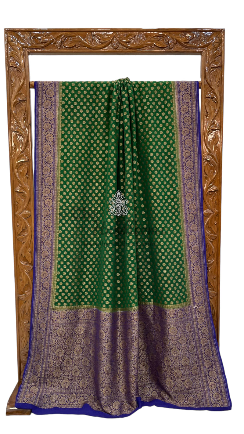 Khadki Georgette Banarasi Saree -  Antique zari - The Handlooms