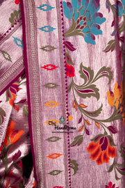 Pure Tussar Georgette Brocade Handloom Banarasi Saree - The Handlooms