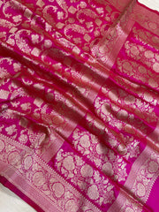Pure Katan Silk Banarasi Handloom Saree - All Over Jaal Work - The Handlooms