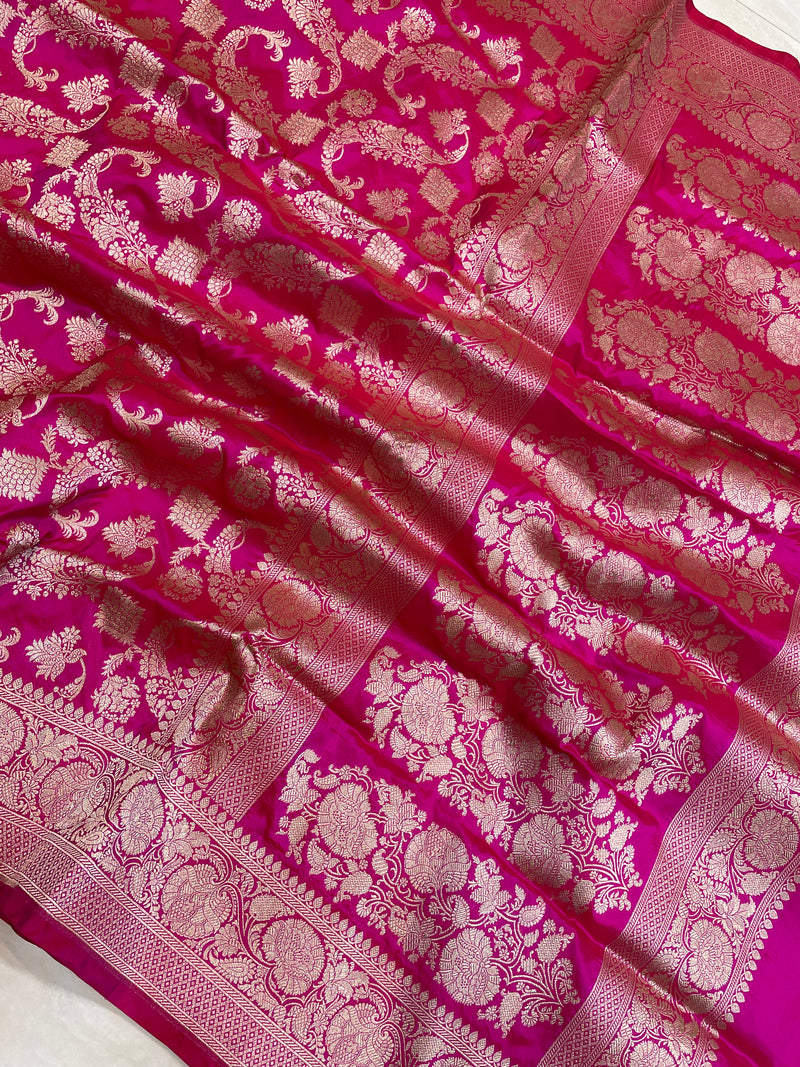 Pure Katan Silk Banarasi Handloom Saree - All Over Jaal Work - The Handlooms