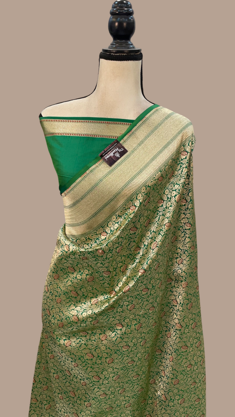 Pure Katan Silk Banarasi Handloom Saree - Tanchui Brocade - The Handlooms
