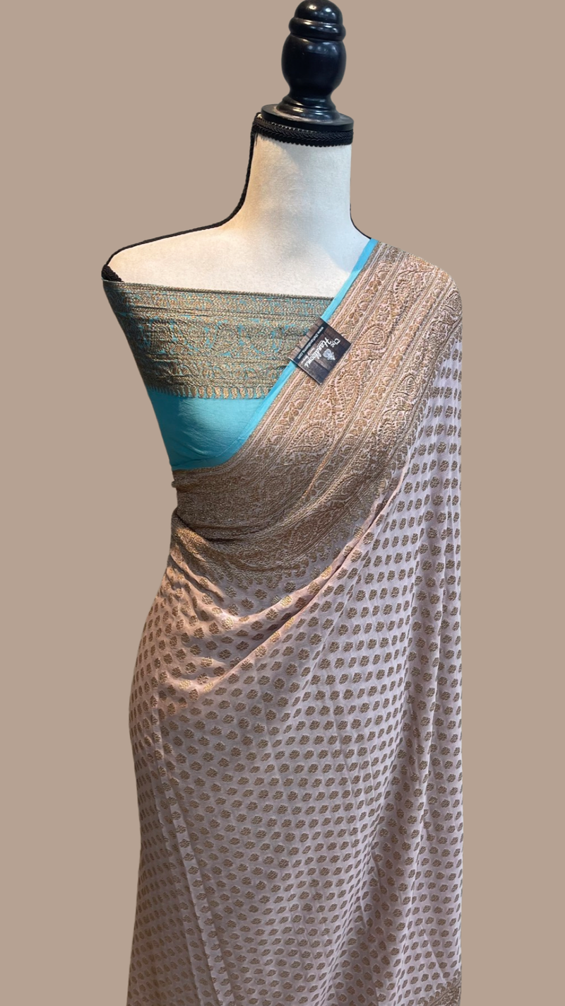Khaddi Georgette Banarasi Saree -  Antique zari - The Handlooms