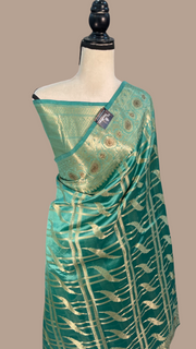 Pure Dupion Silk Banarasi Saree - Gold Zari - The Handlooms