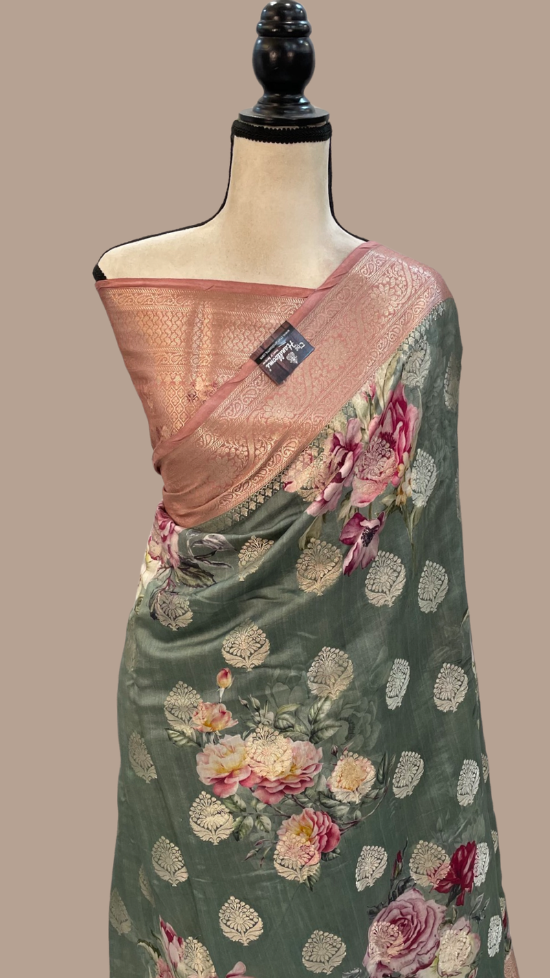 Pure Chiniya Silk Handloom Banarasi Saree - The Handlooms
