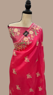 Pure Organza Chikankari Handloom Banarasi Saree - The Handlooms