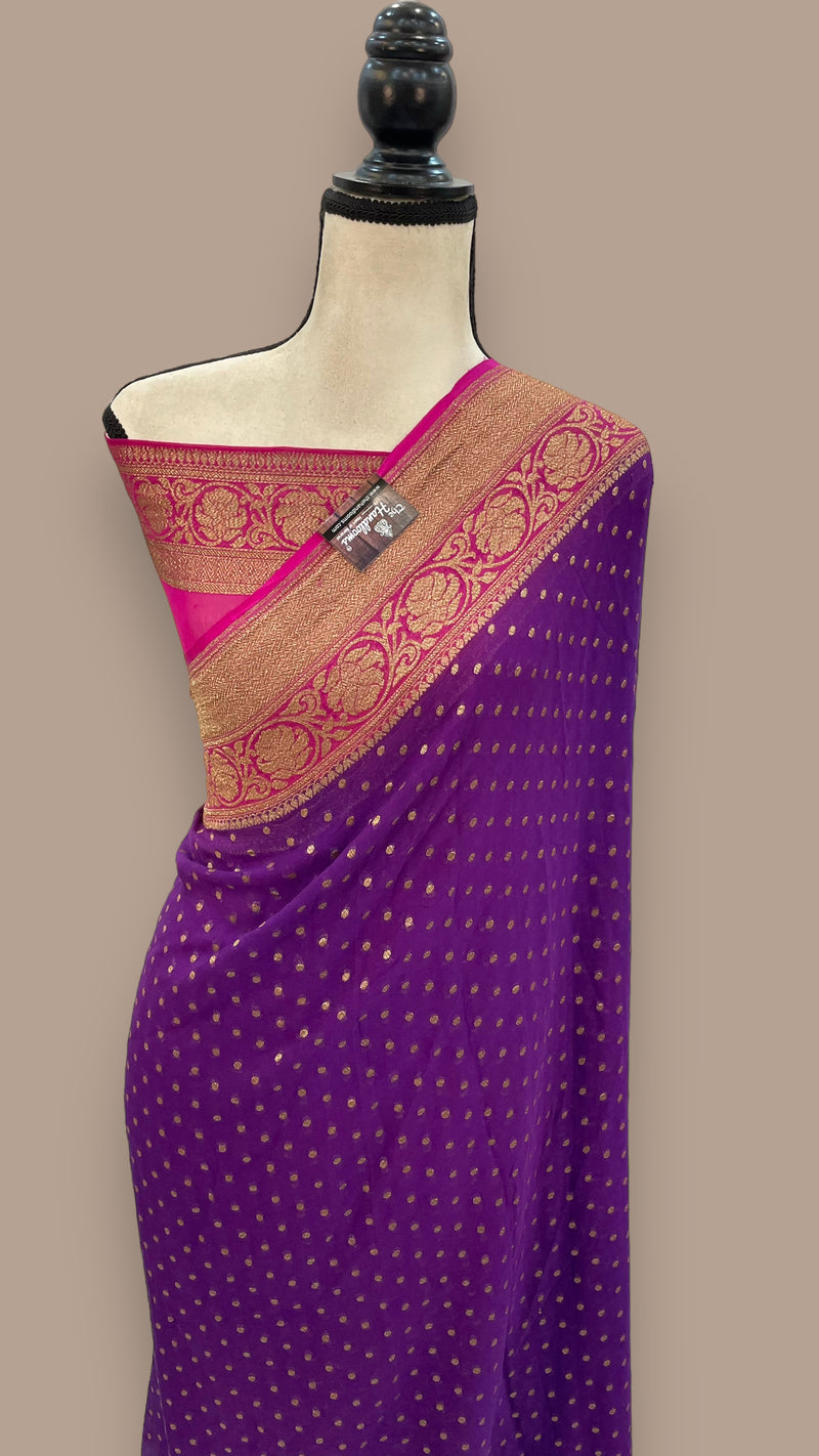 Khadki Georgette Banarasi Saree -  Antique zari - The Handlooms