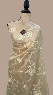 Organza Chikankari Handloom Banarasi Saree - The Handlooms